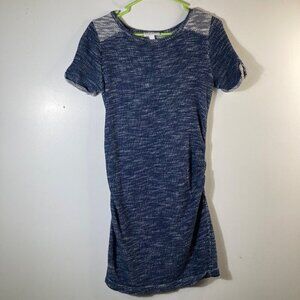 Womens‎ Liz Lange Maternity Dress Woven Blue White XS Cotton Soft Ruched Sides